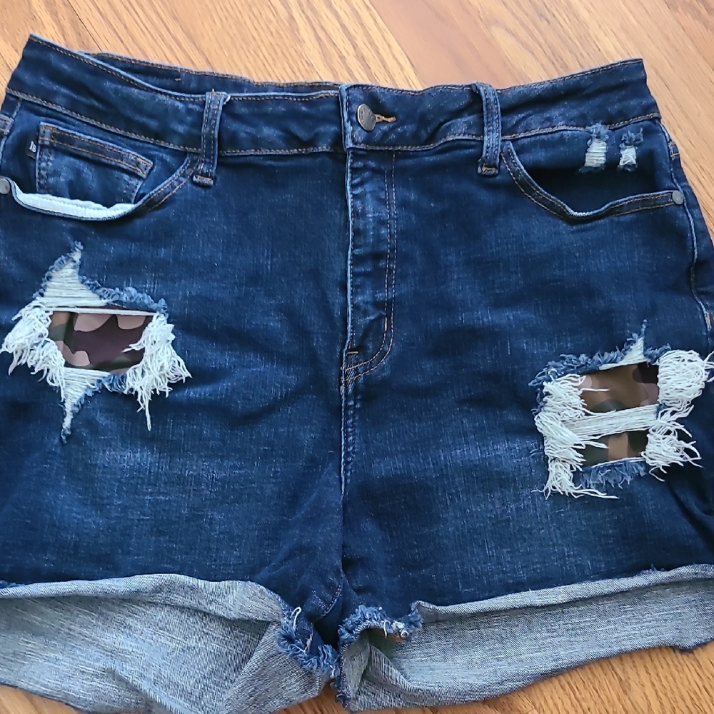 Judy Blue Dark Wash Distressed Jean Shorts